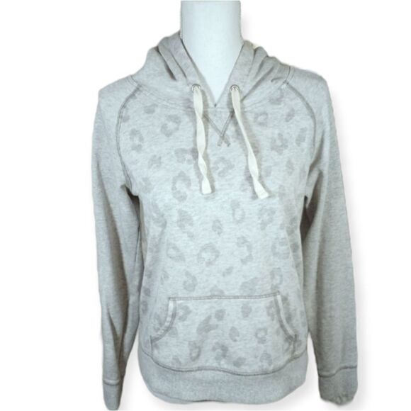 OLD NAVY GRAY LEOPARD PRINT HOODIE SZ.S EUC - Picture 1 of 5